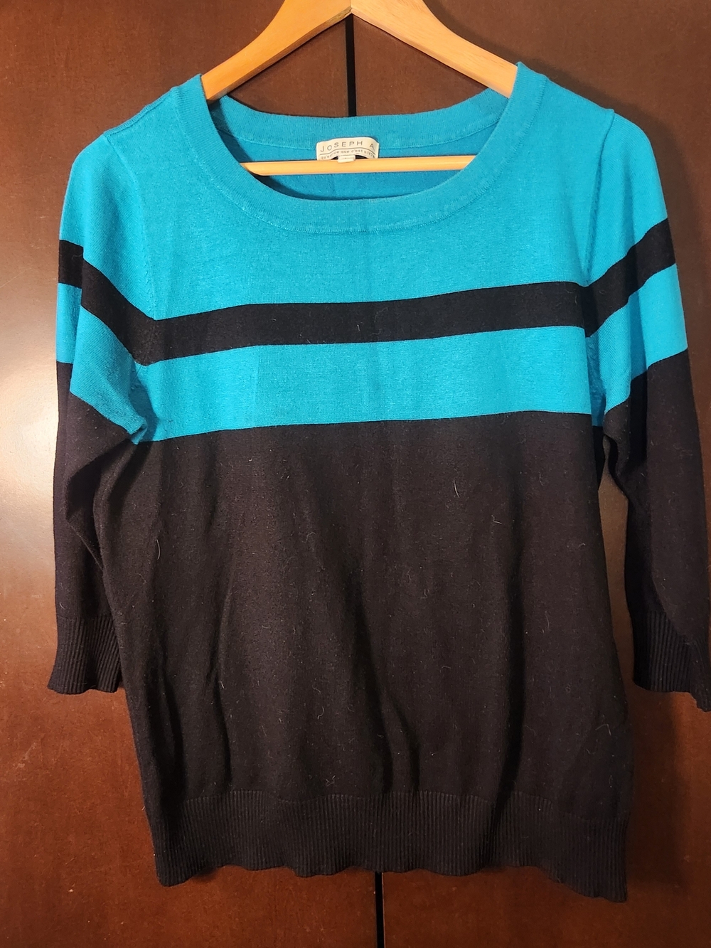 Joseph Two-Tone Teal and Black Striped Sweater